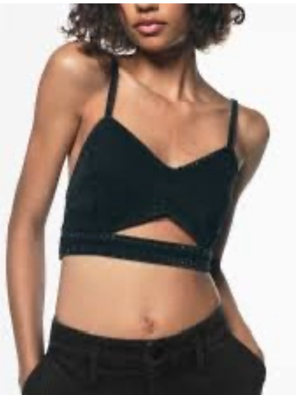 Zara Rhinestone Denim Crop Top Size S